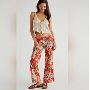 Free People Multicolor Paisley Wide Leg Pants